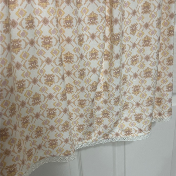 Pink Rose Sleeveless Midi Dress in Cream Lilac Tan Smocked Lightweight Spring S - Picture 15 of 16